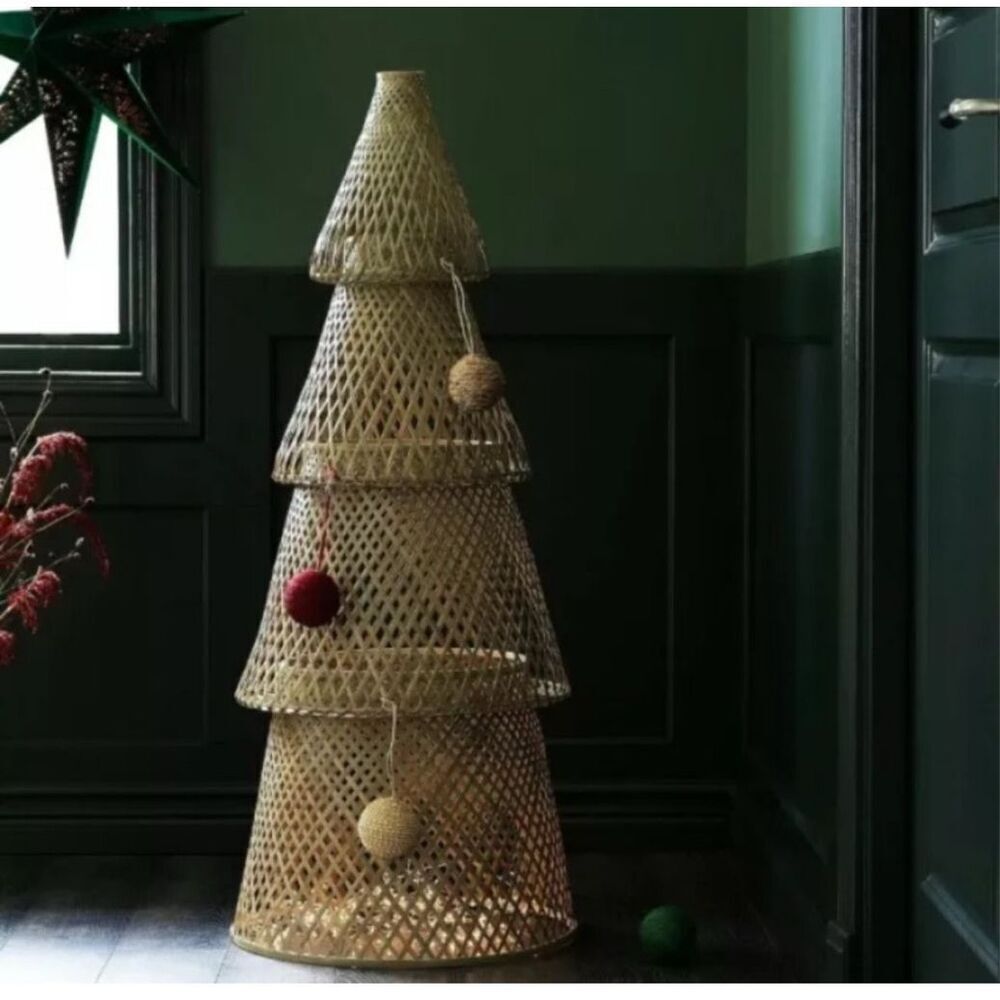 IKEA 2020 Rattan Bamboo Woven Scandinavian Minimalist Christmas Tree 49” x 19.5”